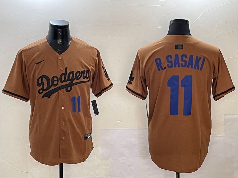 Men Los Angeles Dodgers #11 R.Sasaki Brown Fashion Game 2025 Nike MLB Jersey style 3->los angeles dodgers->MLB Jersey